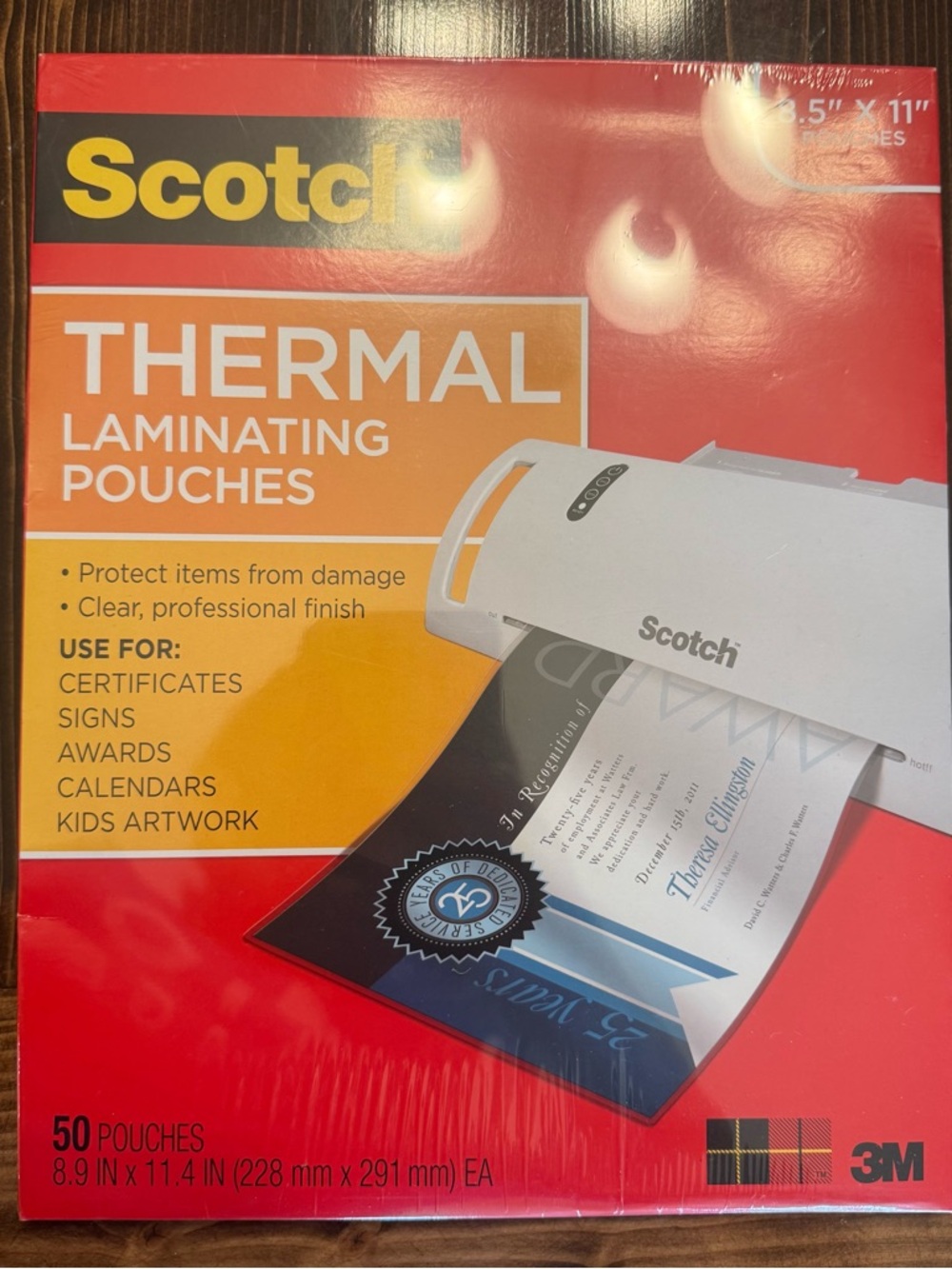 Scotch 8.9” X 11.4” Thermal Laminating Pouches (50 Pack)